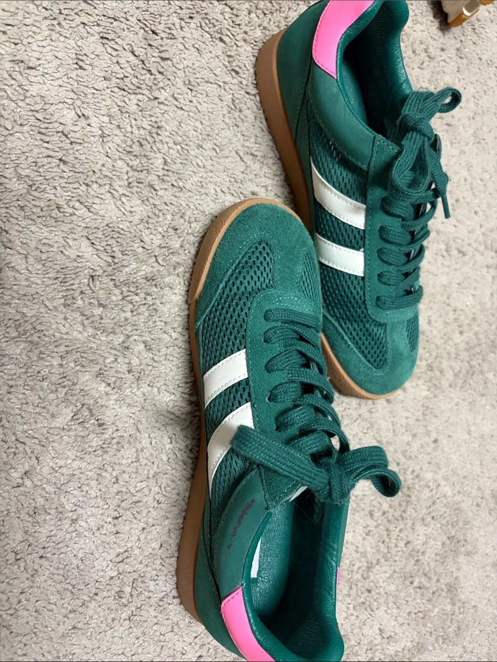 Steve Madden Teal Suede & Mesh Lace-Up Sneakers with Pink Heel